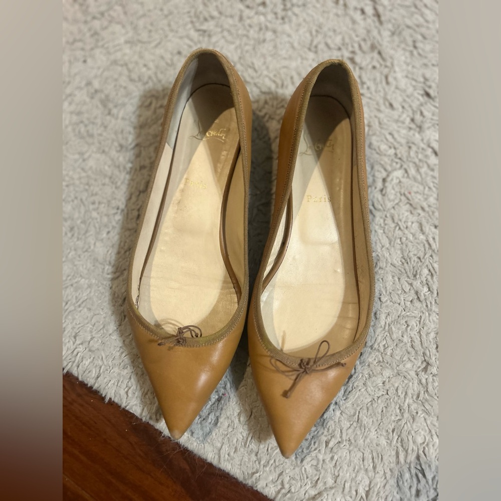 Christian Louboutin Tan Leather Ballet Flats